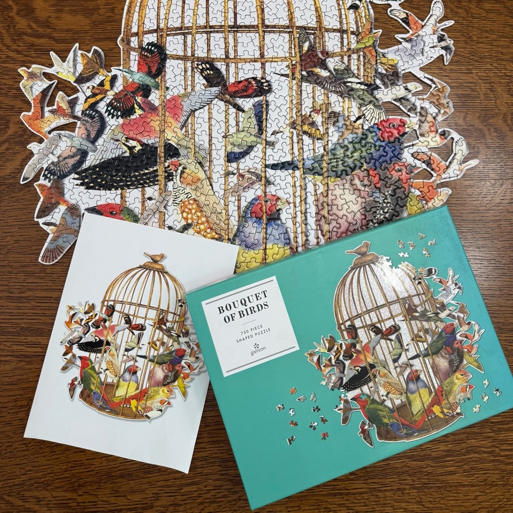 Galison Bouquet of Birds 750 Piece Shaped Puzzle Complete